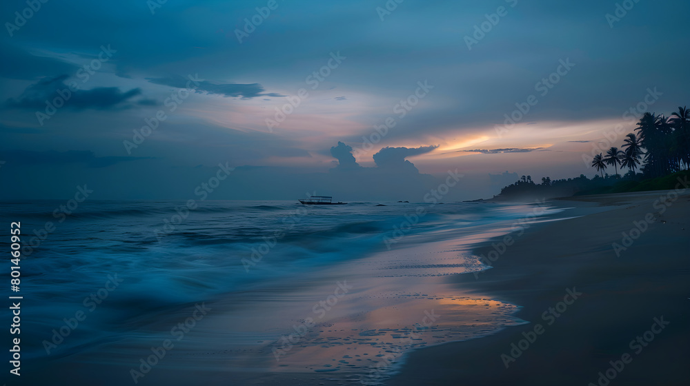 Golden Twilight Serenity: A Captivating Seashore View in Sri Lanka