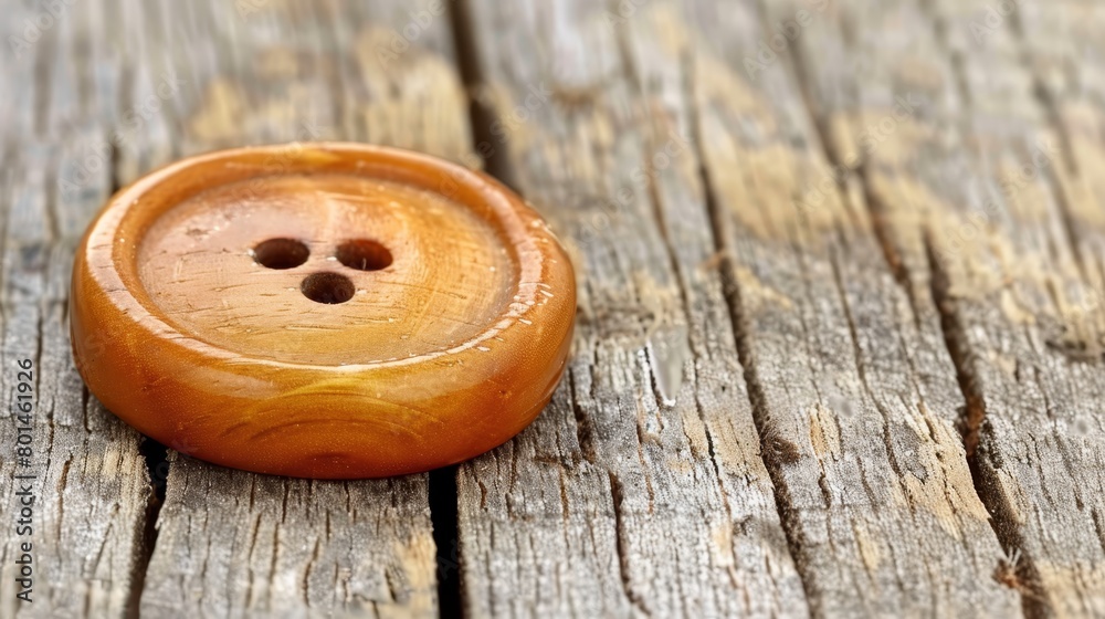 A tight shot of a wooden button against a wooden backdrop, featuring a central small hole A tight shot of a wooden button against a wooden backdrop, featuring a central small hole