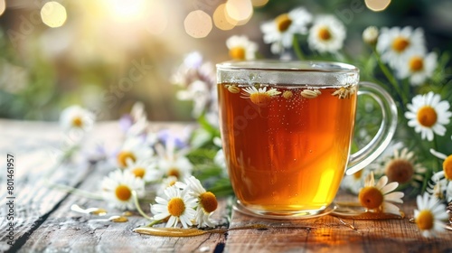 Honey Chamomile Tea in Copper Mug Radiating Soothing Golden Hues