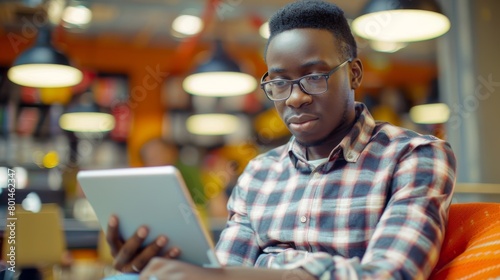 Man Studying with Digital Tablet