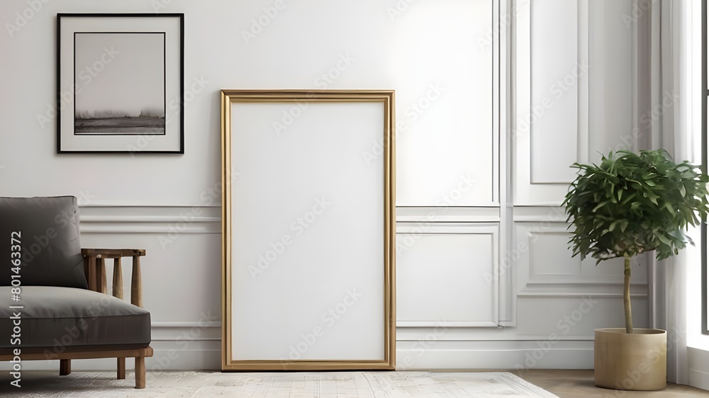 Fototapeta premium Mock up frames with armchair 