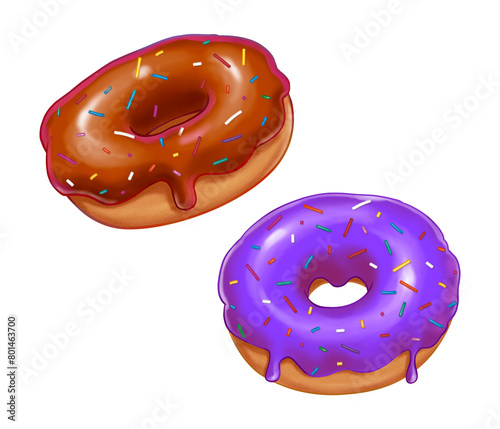 two donuts isolated on white