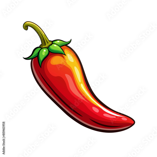 Red hot chilly pepper food ingridient on white