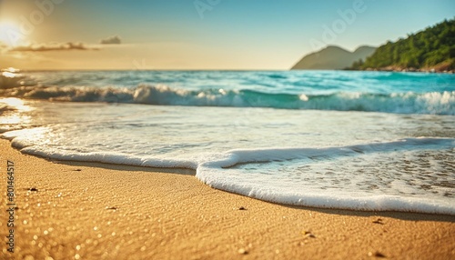 closeup sea waves sand beach panoramic beach landscape inspire tropical island coast seascape horizon sunny summer popular destination background idyllic best travel vacation seaside beachfront