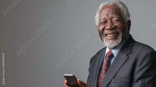 Smiling Senior Businessman with Phone photo