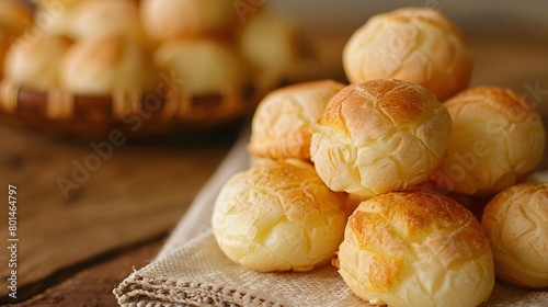 pão de queijo, also known as cheese buns or cheese bread. traditional brazilian snack food photo