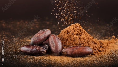 cacao beans and powder isolated