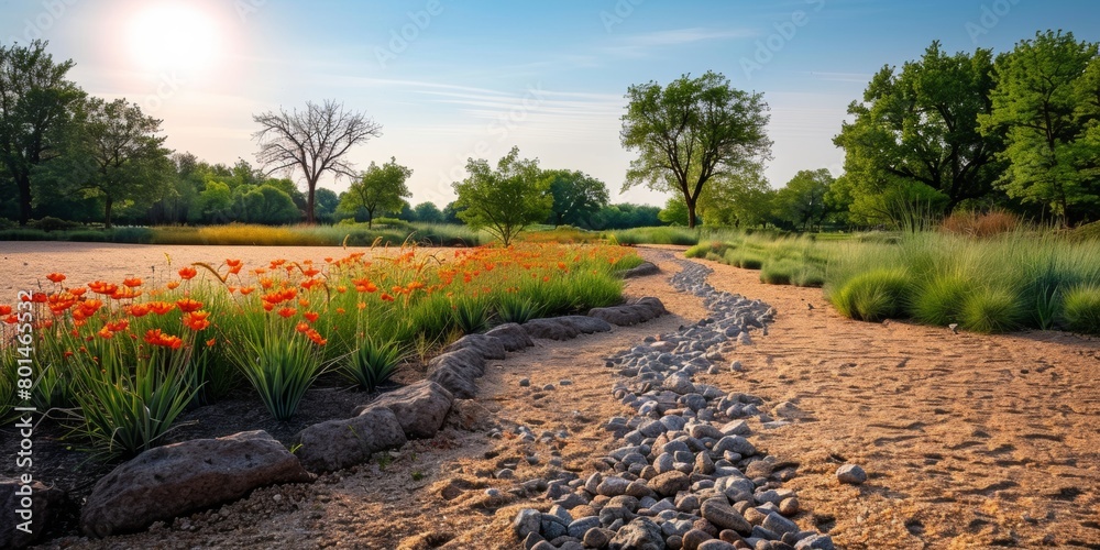 Resilient Spring in a Changing Climate: Drought-Resistant Garden at Dawn