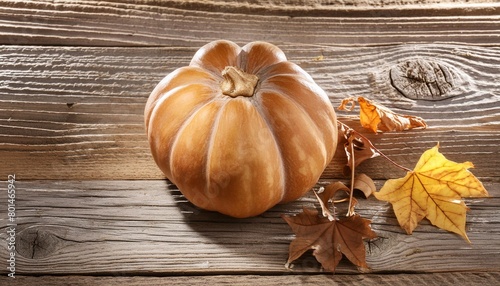 autumn pumpkin on rustic wood
