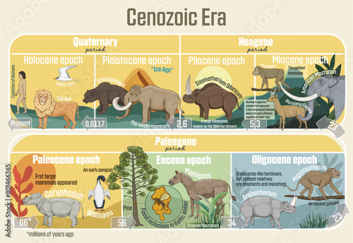 Cenozoic Era: Geological timeline spanning from the Paleocene Epoch to Holocene Epoch. photo
