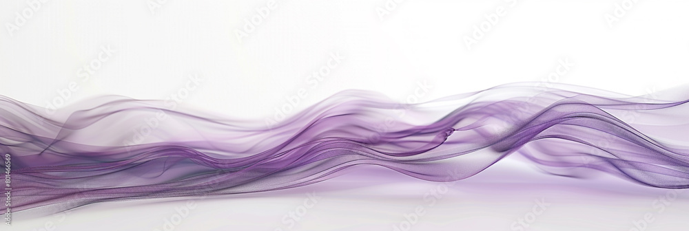 A soft amethyst wave, mystical and serene, undulating elegantly across a white backdrop, captured in an ultra high-definition format.
