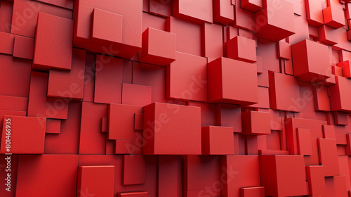 3d abstract background with square blocks in red color 