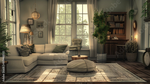 Tranquil vibes permeate a beautifully arranged living room, inviting moments of quiet reflection.