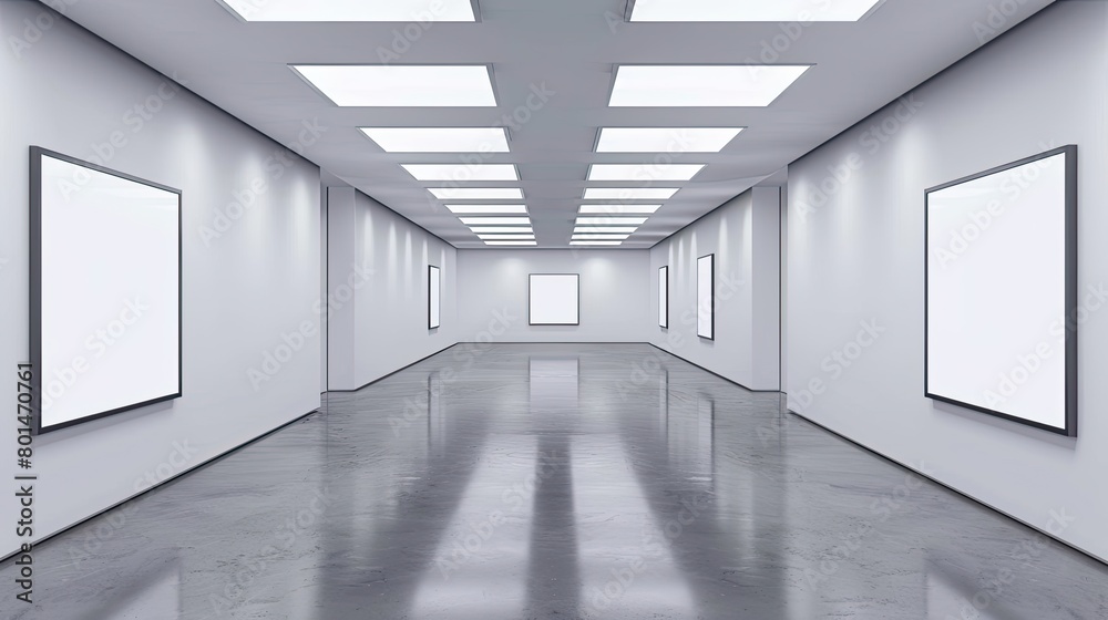 3d render of a white corridor Generative AI