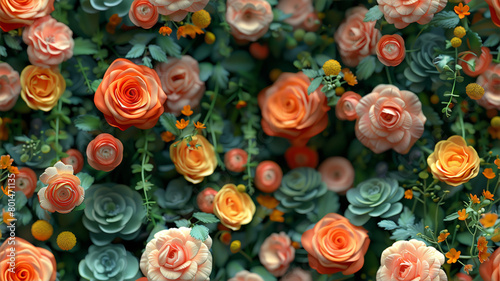 Seamless  Vintage-style artificial flower walls create stunning backgrounds with timeless elegance  ideal for adding a touch of vintage charm to any setting or occasion