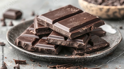   A plate with a mound of chocolate, accompanied by a bowl of chocolate chips and another of chocolate shavings