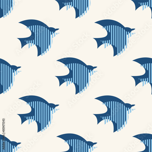 Scandinavian seamless pattern with birds