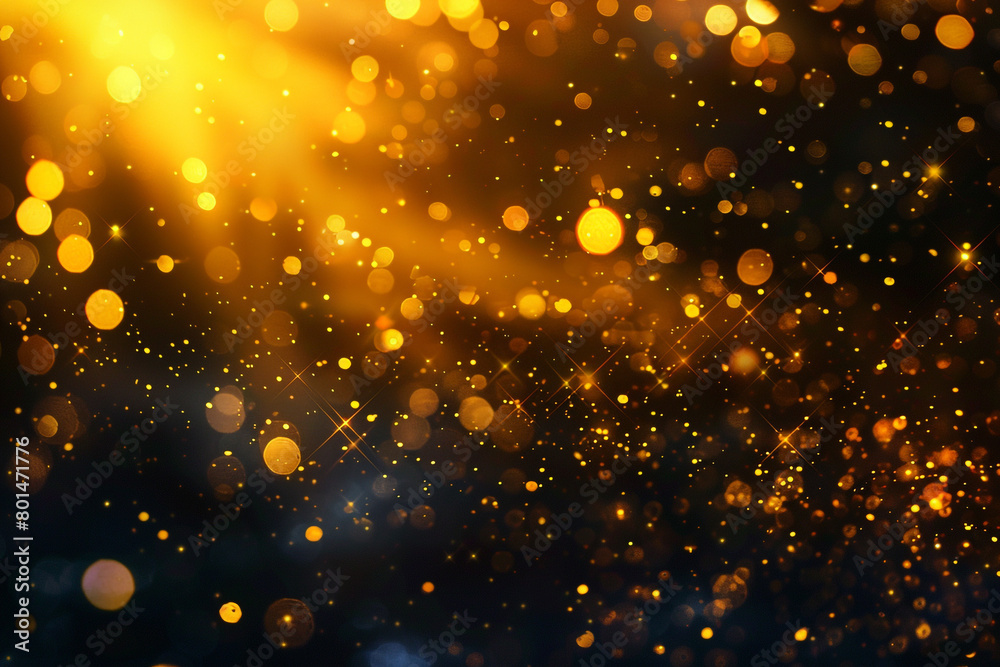 Bright Yellow Bokeh Lights Abstract Background, Optical Glitter and Sparkle, High-Definition Imagery