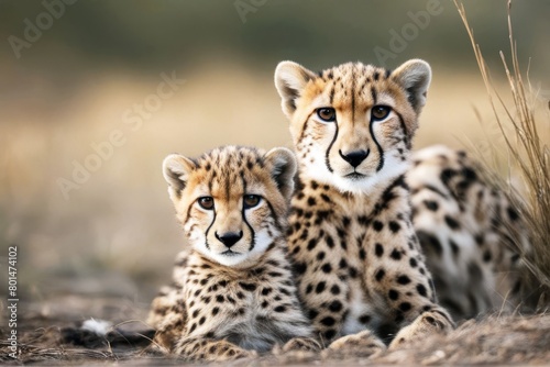 'months cheetah sitting isolated old three cub they next mother cat baby animal felino big on white background wildcat carnivore mammal wild wildlife vertebrate studio shot nobody no people young'