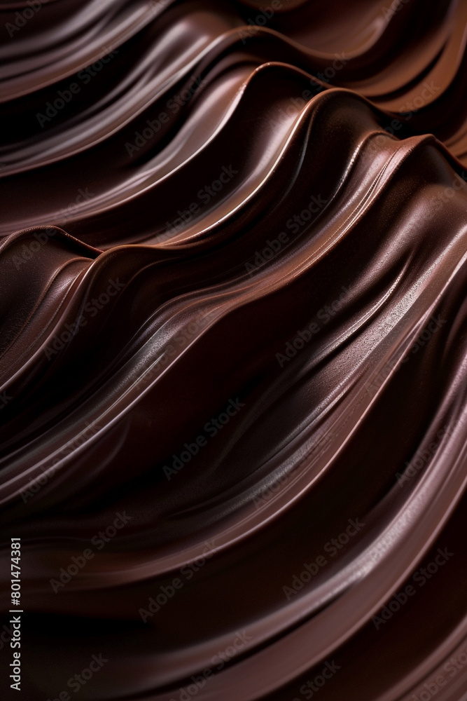 Dark chocolate brown waves background, rich and luxurious, ideal for gourmet food advertising Dark chocolate brown waves background, rich and luxurious, ideal for gourmet food advertising