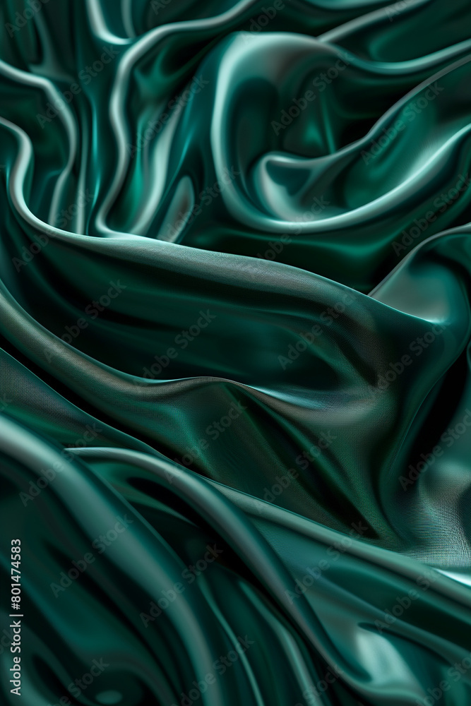 Obraz premium Deep emerald green waves background, rich and luxurious, suitable for high-end retail branding