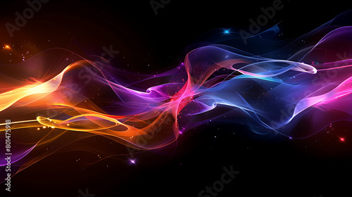 Abstract colorful, multi-colored smoke spreading with Neon effect, bright background © Basit