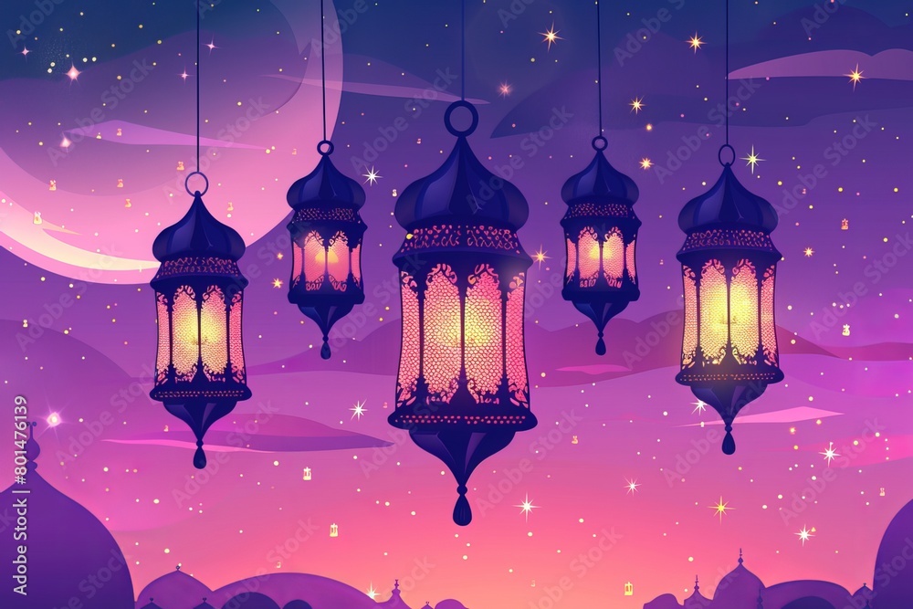 lantern for the background of Eid Adha, Eid Ramadan and Eid Mubarak