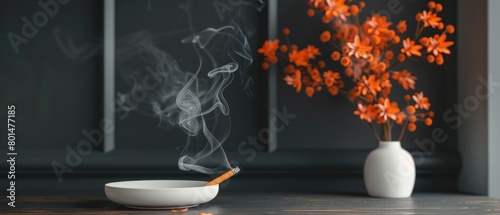 An elegant blank mockup minimalist design, urging professionalism, emphasizes the journey to stop smoking. photo