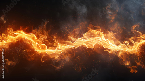 Abstract Fire flames with Neon effect  black background