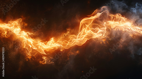 Abstract Fire flames with Neon effect  black background