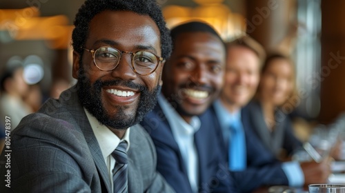 Group of Men Sitting at Table. Generative AI photo