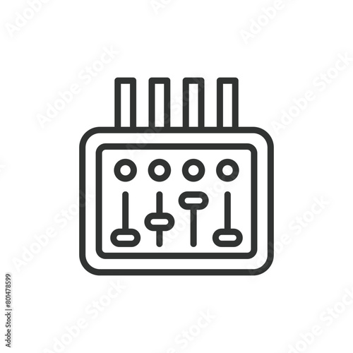 Electrical panel, in line design. Electrical, panel, Circuit breaker, Power distribution, Control panel, Switchboard, Fuse box on white background vector. Electrical panel editable stroke icon.