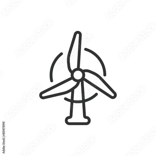 Windmill energy, in line design. Windmill energy, windmill, energy, wind, turbine, power on white background vector. Windmill energy editable stroke icon.