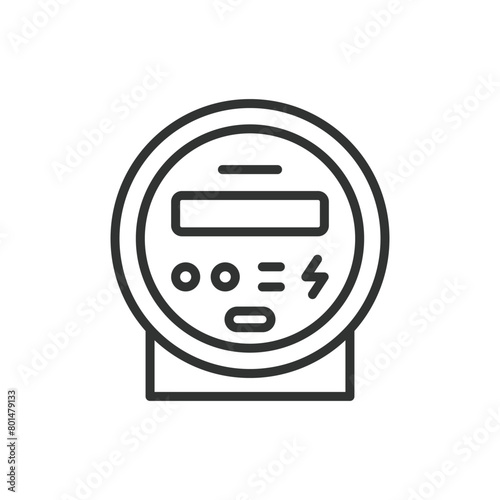 Electric meter, in line design. Electric, Meter, Measurement, Utility, Consumption, Power on white background vector. Electric meter editable stroke icon. photo
