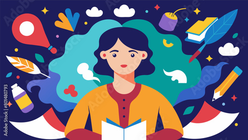 In a collection of essays an author with synesthesia describes how their condition affects their writing from the colors they associate with words to. Vector illustration