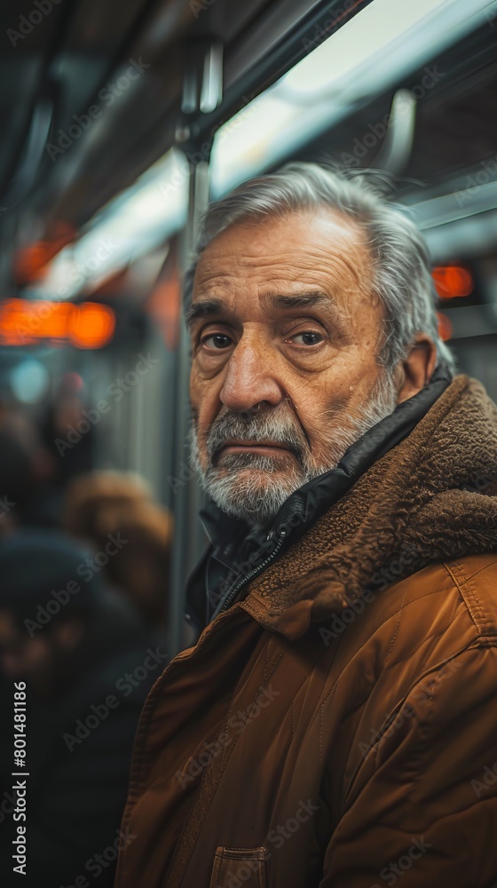 A middle-aged man on the subway