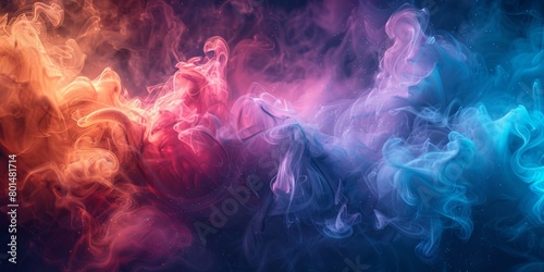 Multicolored generative AI illustration of picturesque full frame backdrop of abstract fantastic dense smoke of different shades photo