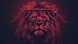 majestic lion head with crown of thorns religious concept illustration