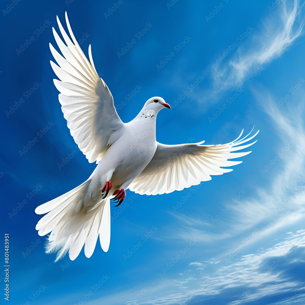 Obraz premium white dove flying in sky