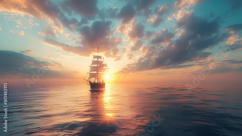 majestic ship sailing on tranquil ocean stunning 4k seascape wallpaper photo