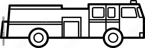 Fire Truck Vector Outline Illustration