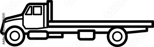 Tow Truck Vector Outline Illustration