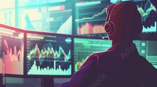 market mastermind investor analyzing financial data charts for stock trading strategies forex concept illustration