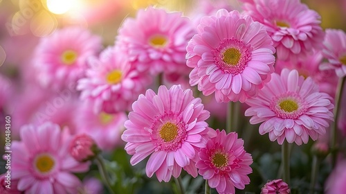   Pink flowers in sunlight