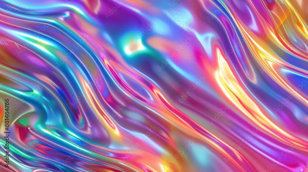 Obraz premium mesmerizing iridescent abstract wave colorful 3d rendering