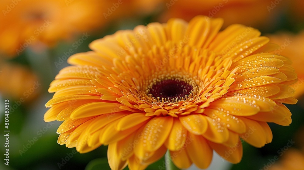 A detailed image of a yellow flower with water droplets on its petals and a soft background A detailed image of a yellow flower with water droplets on its petals and a soft background