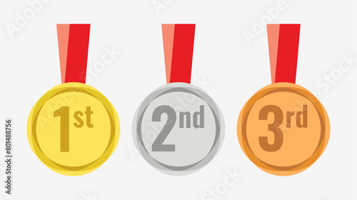 Winner Gold, Silver, Bronze. 1st 2nd 3rd medal first place second third Placement Achievement award winner badge guarantee winning prize ribbon symbol sign icon logo template 