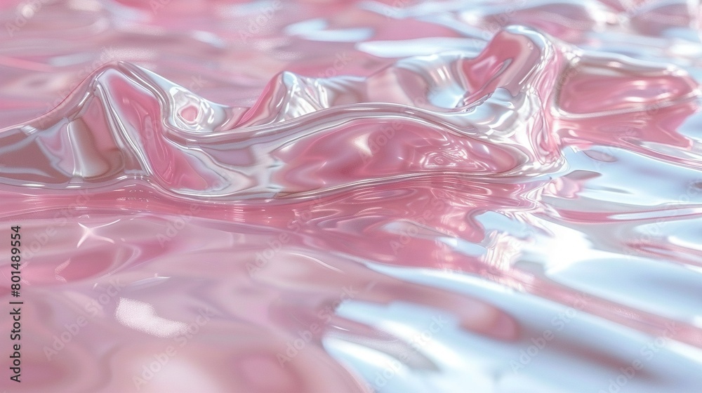 A close-up shot of a pink and white liquid with a faint reflection on its surface in the foreground A close-up shot of a pink and white liquid with a faint reflection on its surface in the foreground
