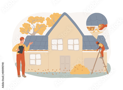 Gutter cleaning isolated concept vector illustration.