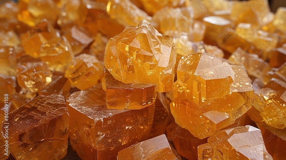 A mound of golden crystal cubes atop another mound of golden crystal cubes atop a table A mound of golden crystal cubes atop another mound of golden crystal cubes atop a table
